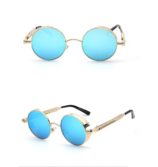 Coating Mirrored Sunglasses Round Circle